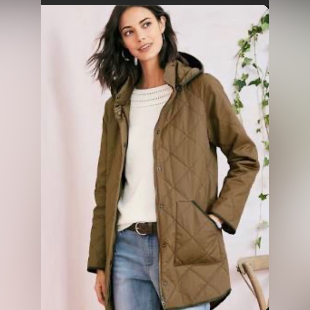 Garnet Hill Tan Car Coat / Jacket Size 14